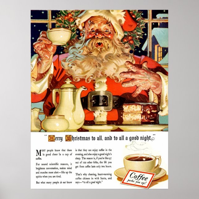 "COFFEE W SANTA" WERBUNG CUSTOM POSTEM POSTER (Vorne)