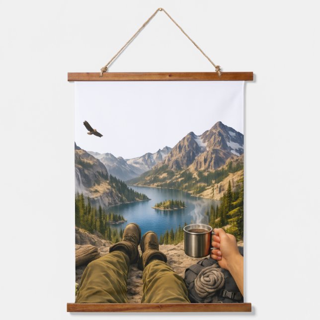 Coffee With a View Wandteppich Mit Holzrahmen (Vorderseite)