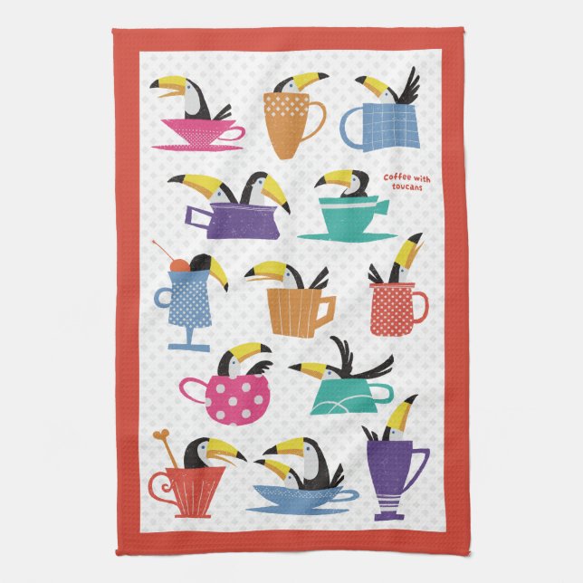 Coffee with Toucans Geschirrtuch (Vertikal)