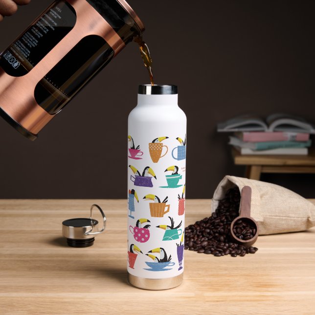 Coffee with Toucans Trinkflasche (Kaffee (gedreht))