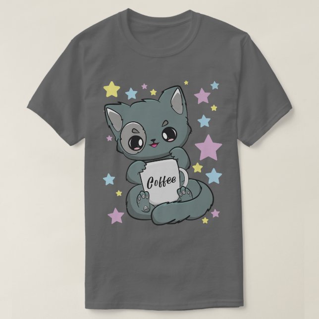 Coffee Yami Kawaii Chibi Anime Cat Moka Fairy Kei  T-Shirt (Design vorne)