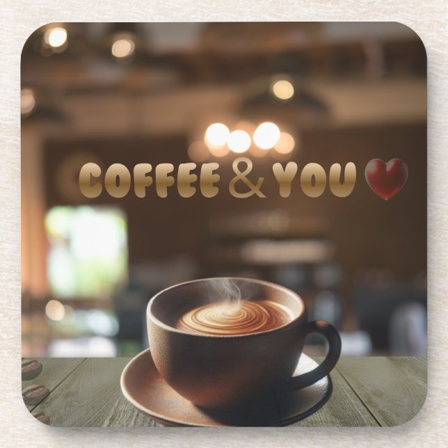 Coffee & You – Cozy Café Aesthetic Hard Plastic  Getränkeuntersetzer (Vorderseite)