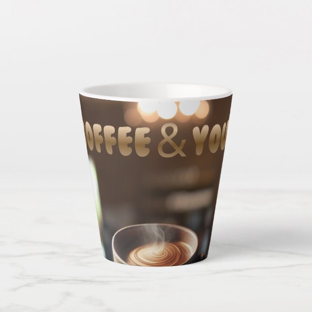 Coffee & You Latte Mug – Cozy Café Aesthetic Gift  Milchtasse (Vorderseite)