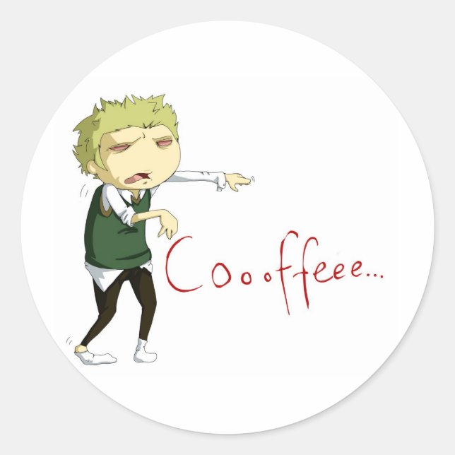 Coffee Zombie Runder Aufkleber (Vorderseite)