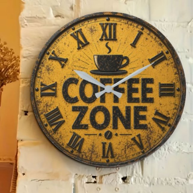 Coffee Zone Rustic Bar Farmhouse Kitchen Decor Große Wanduhr (Von Creator hochgeladen)