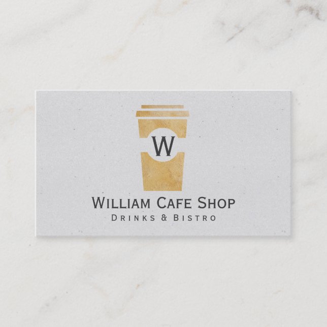 Coffee | zu gehen (braune Textur II) Visitenkarte (Vorderseite)