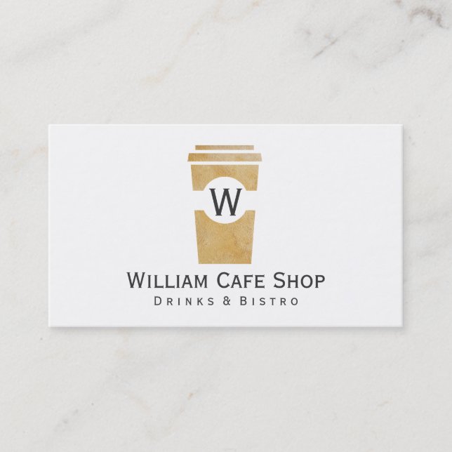 Coffee | zu gehen (braune Textur II) Visitenkarte (Vorderseite)