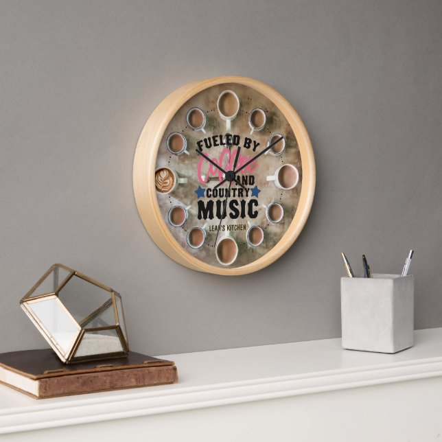 ☕ Coffeecore Clock Coffee Memos Country Music Uhr (Büro)