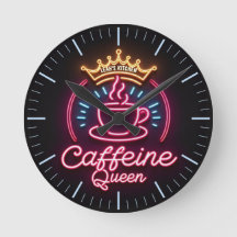 ☕ Coffeecore Clock Kaffee Meme Coffeine Queen