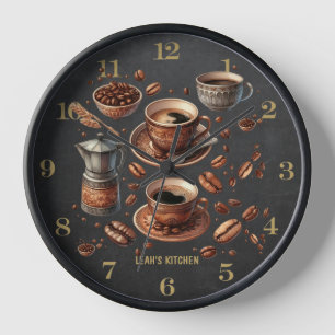 ☕ Coffeecore Clock Kaffee Memes Barista Chalkboard Uhr