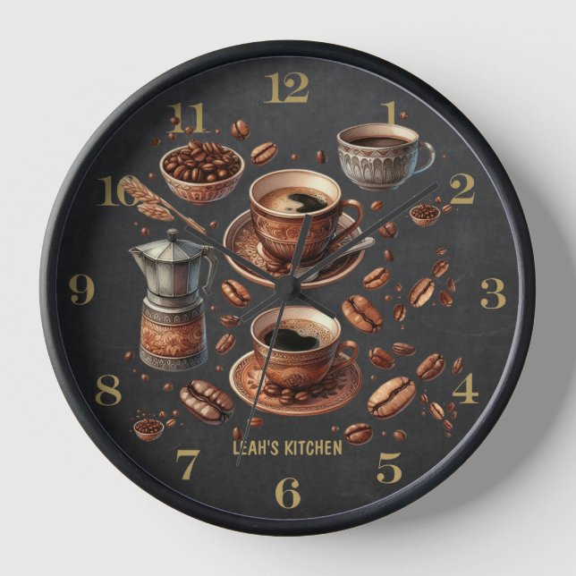 ☕ Coffeecore Clock Kaffee Memes Barista Chalkboard Uhr (Vorderseite)