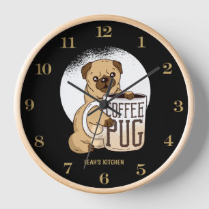 ☕ Coffeecore Clock Kaffee Memes Barista MOPS DOG Uhr