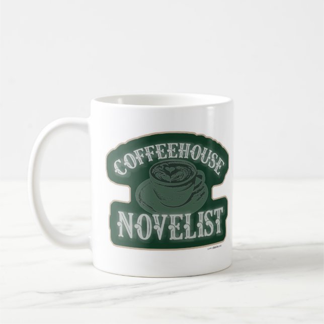 Coffeehouse Novelist Ermutigung Autor Logo Kaffeetasse (Links)