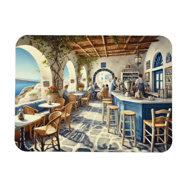 Coffeeshop in Santorin Magnet (Horizontal)