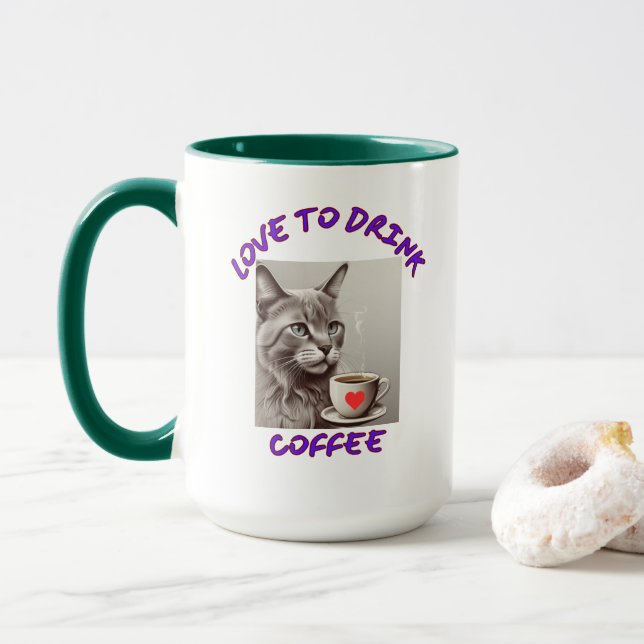 Coffein Cat Humorale Tasse (Mit Donut)