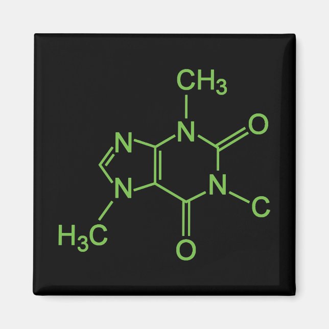 Coffein Coffee Molecule Chemisches Diagramm Magnet (Vorne)