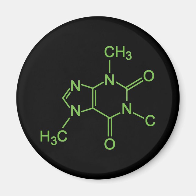 Coffein Coffee Molecule Chemisches Diagramm Magnet (Vorne)