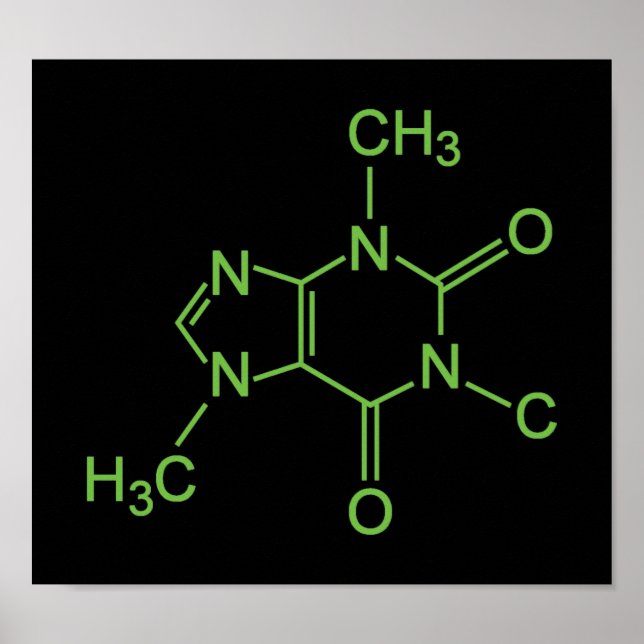 Coffein Coffee Molecule Chemisches Diagramm Poster (Vorne)