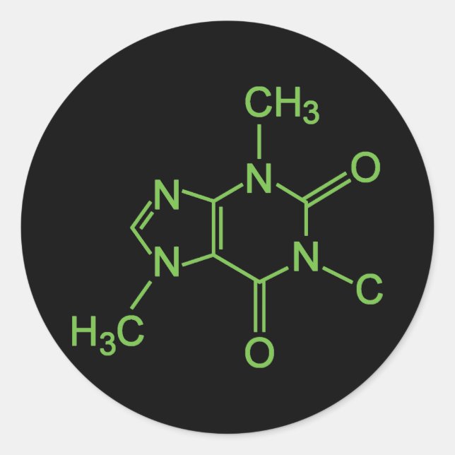 Coffein Coffee Molecule Chemisches Diagramm Runder Aufkleber (Vorderseite)
