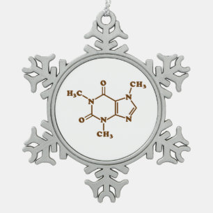 Coffein Coffee Molekulare Chemische Formel Schneeflocken Zinn-Ornament