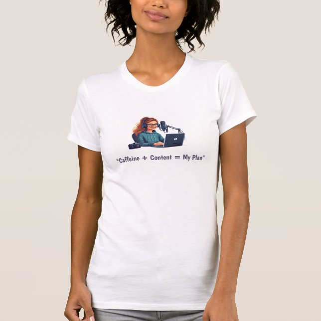 "Coffein + Inhalt = Mein Plan" T-Shirt (Vorderseite)