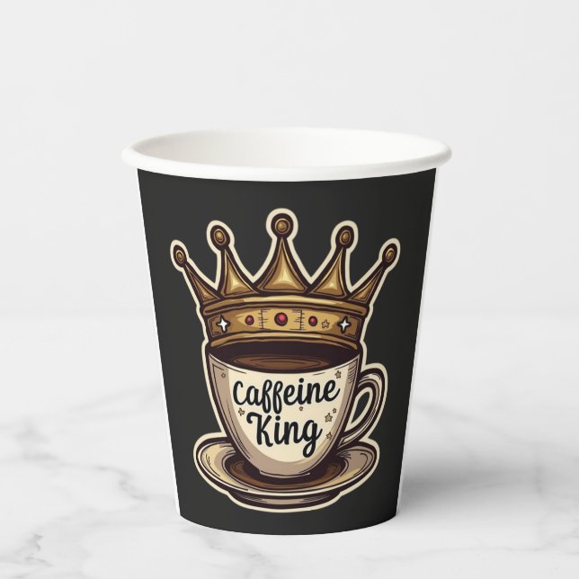 Coffein King - von Kaffee gekrönt Pappbecher (Vorderseite)