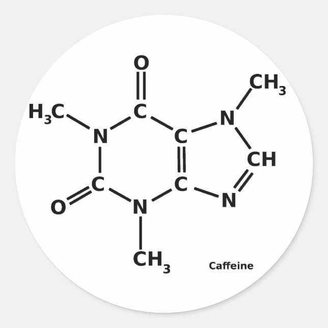 Coffein-Molecule-Aufkleber Runder Aufkleber (Vorderseite)