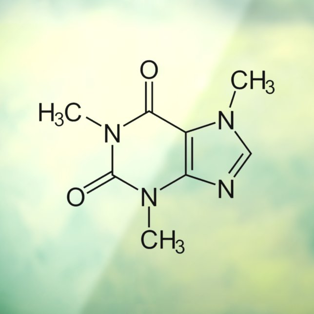 Coffein Molecule Chemistry Coffee Atome Fensteraufkleber (Blatt 3)