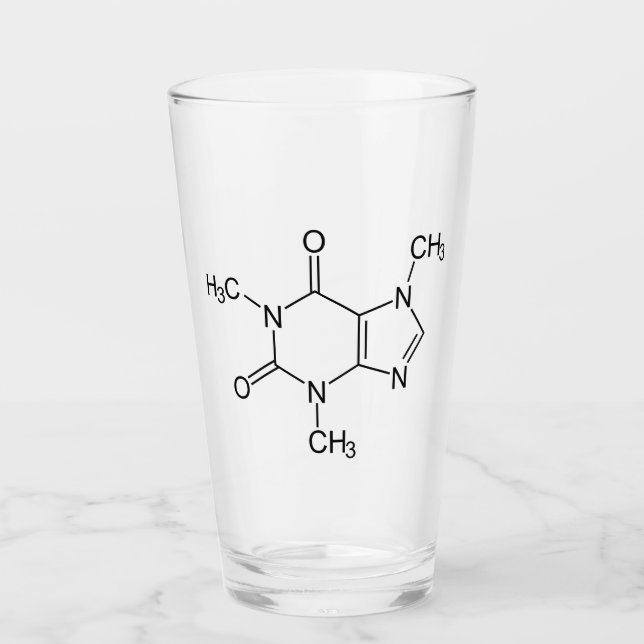 Coffein Molecule Chemistry Coffee Atome Glas (Vorderseite)