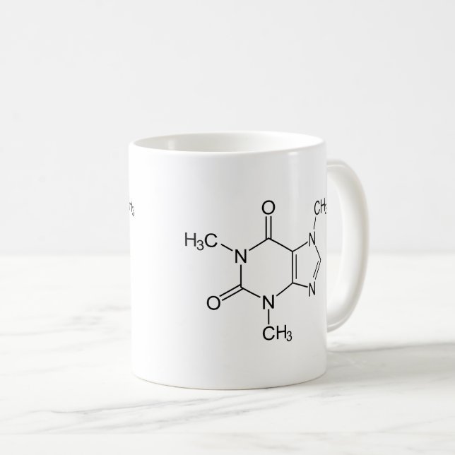 Coffein Molecule Chemistry Coffee Atome Kaffeetasse (VorderseiteRechts)