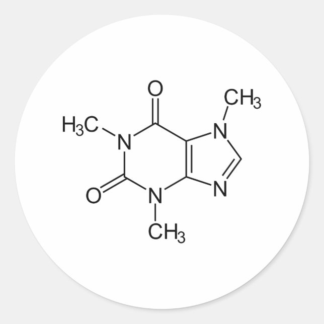 Coffein Molecule Chemistry Coffee Atome Runder Aufkleber (Vorderseite)