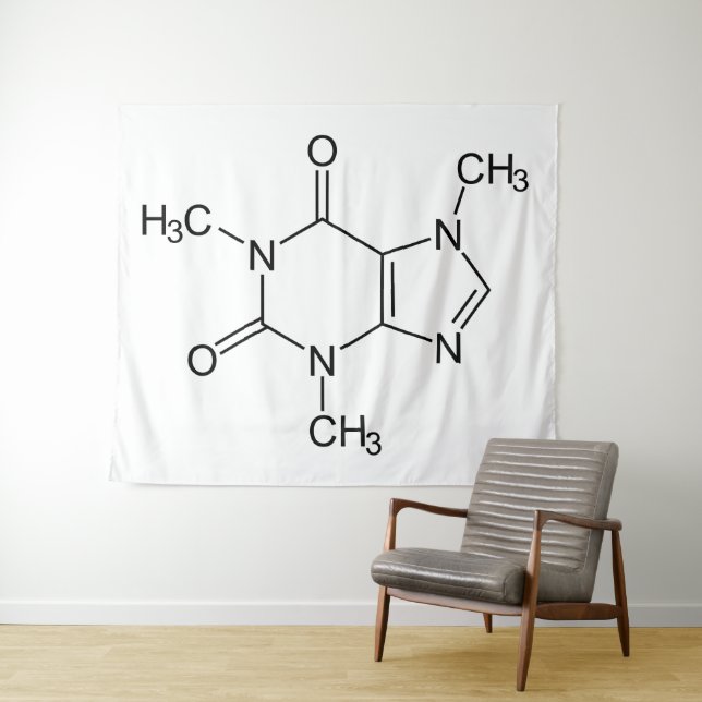 Coffein Molecule Chemistry Coffee Atome Wandteppich (Beispiel (Horizontal))