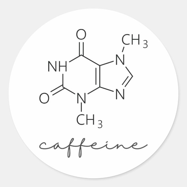 Coffein Molecule Runder Aufkleber (Vorderseite)