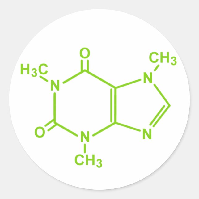 Coffein Molecule Runder Aufkleber (Vorderseite)