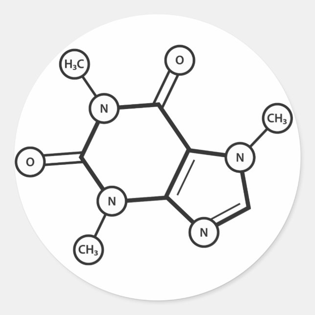 Coffein-Molekülstruktur Runder Aufkleber (Vorderseite)