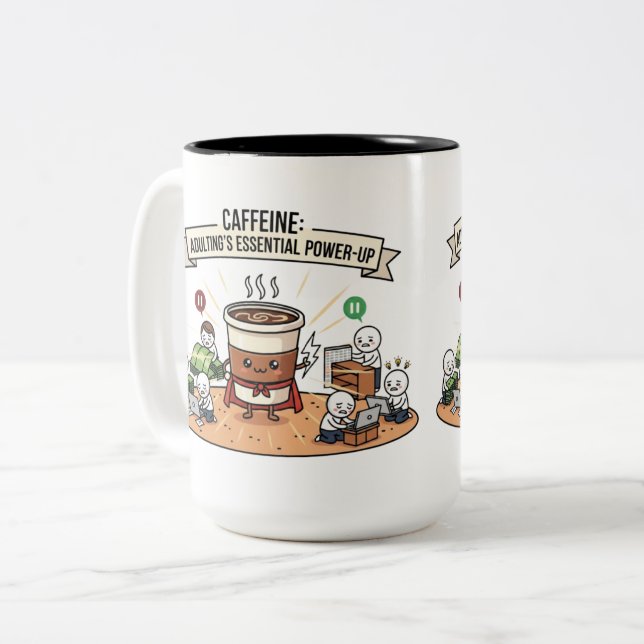 Coffein Power Tasse hoch - Funny Adulding Coffee C (Vorderseite Links)