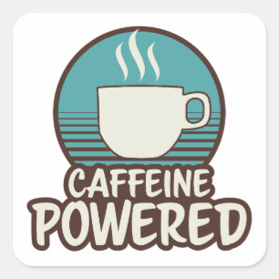 Coffein-Retro-Aufkleber Quadratischer Aufkleber