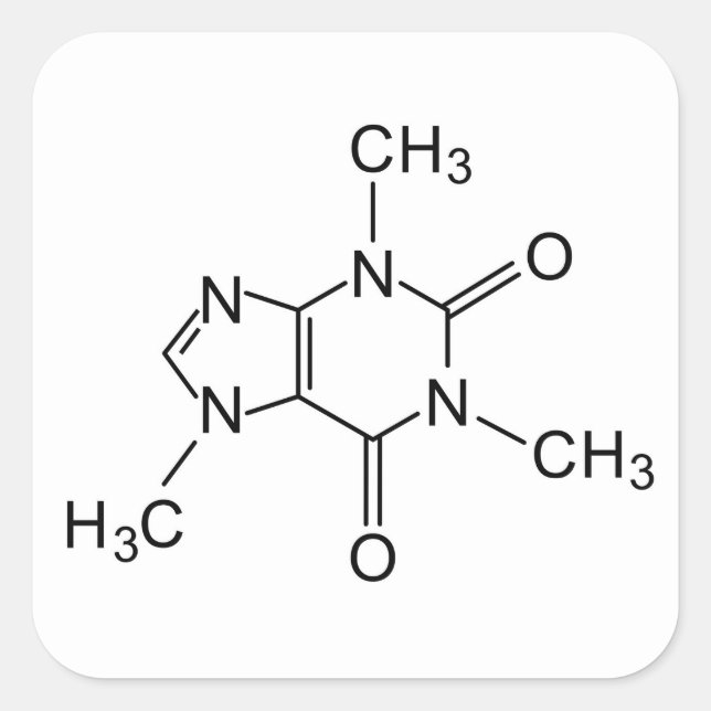 Coffeinchemikalische Formel Kaffeechemikalie Quadratischer Aufkleber (Vorderseite)