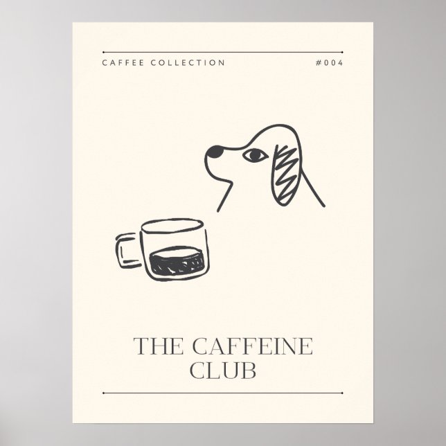 Coffeine Club Funny Kitchen Print Poster (Vorne)
