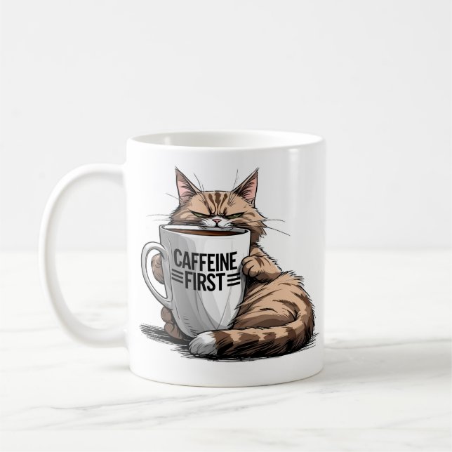 Coffeine First Coffee Tasse für Grumpy Coffee Love (Links)