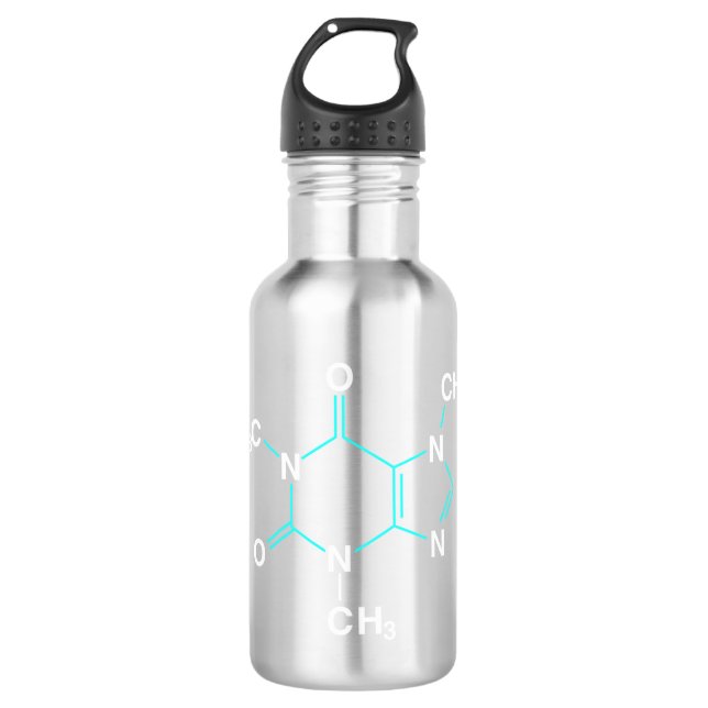 Coffeine Molecule - Funny Coffee Chemie Pullove Edelstahlflasche (Vorderseite)