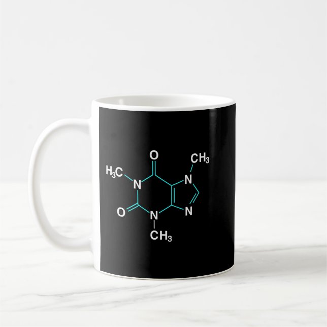 Coffeine Molecule - Funny Coffee Chemie Pullove Kaffeetasse (Links)