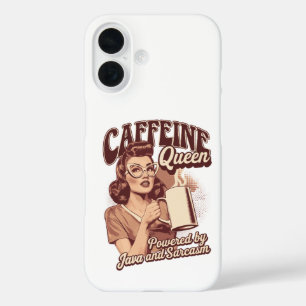 Coffeine Queen - Java & Sarcasm Retro Design iPhone 16 Hülle