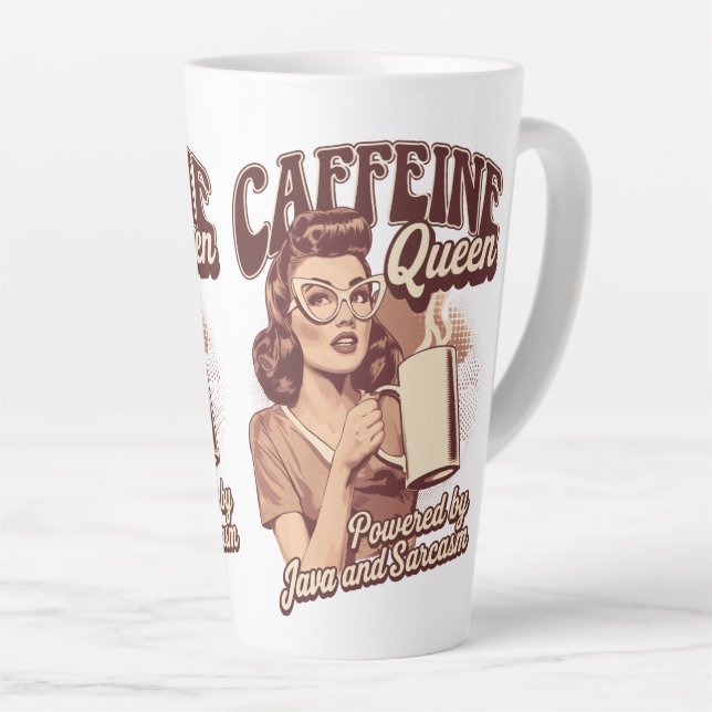 Coffeine Queen - Java & Sarcasm Retro Design Milchtasse (Rechte Ecke)