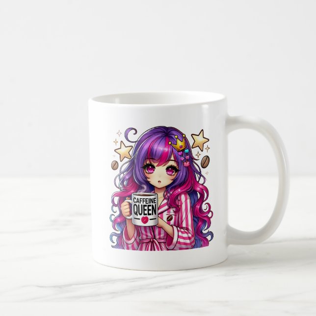 Coffeine Queen - Sassy Anime Girl in Pajamas Kaffeetasse (Rechts)