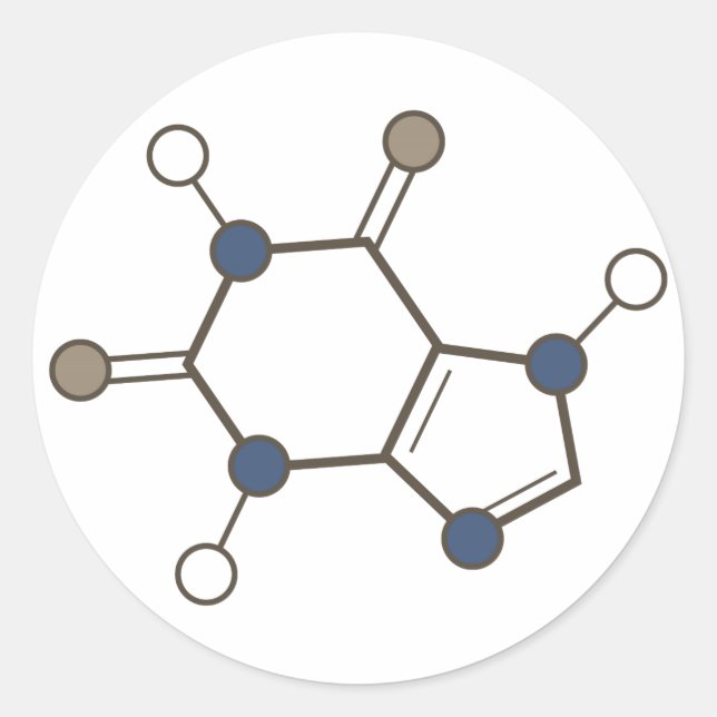 Coffeinmolekül Runder Aufkleber (Vorderseite)