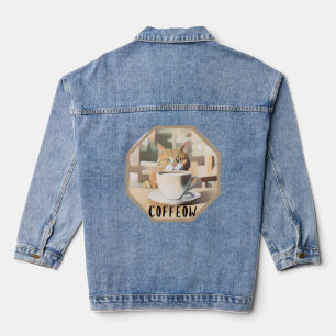 Coffeow beschäftigt Niedliche Cat Plus Größe Jeansjacke