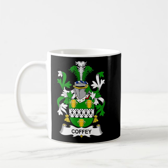 Coffey Coat of Arms Familienwappen Kaffeetasse (Links)