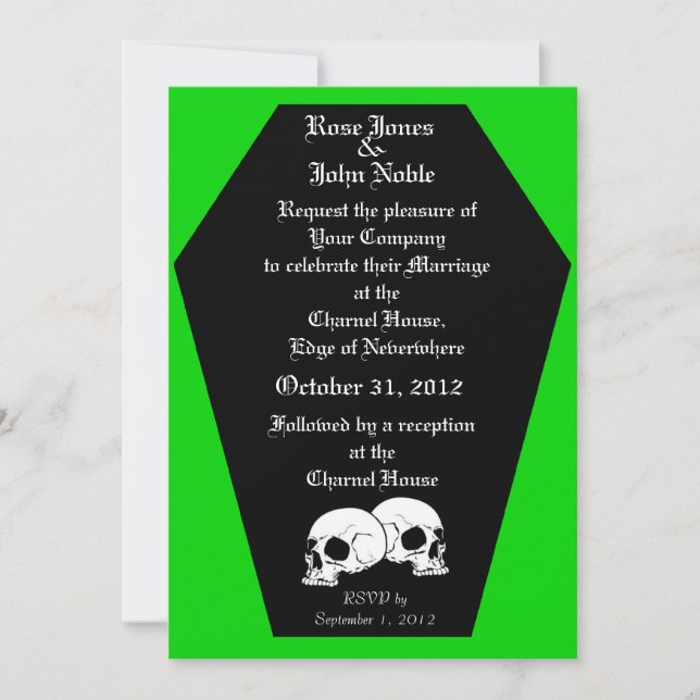 Coffin Ebony (Limon) Hochzeit Einladung (Vorderseite)