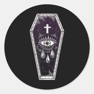 Coffin Flash Tattoo - Pop Art Spooky T-Shirt - Wir Runder Aufkleber